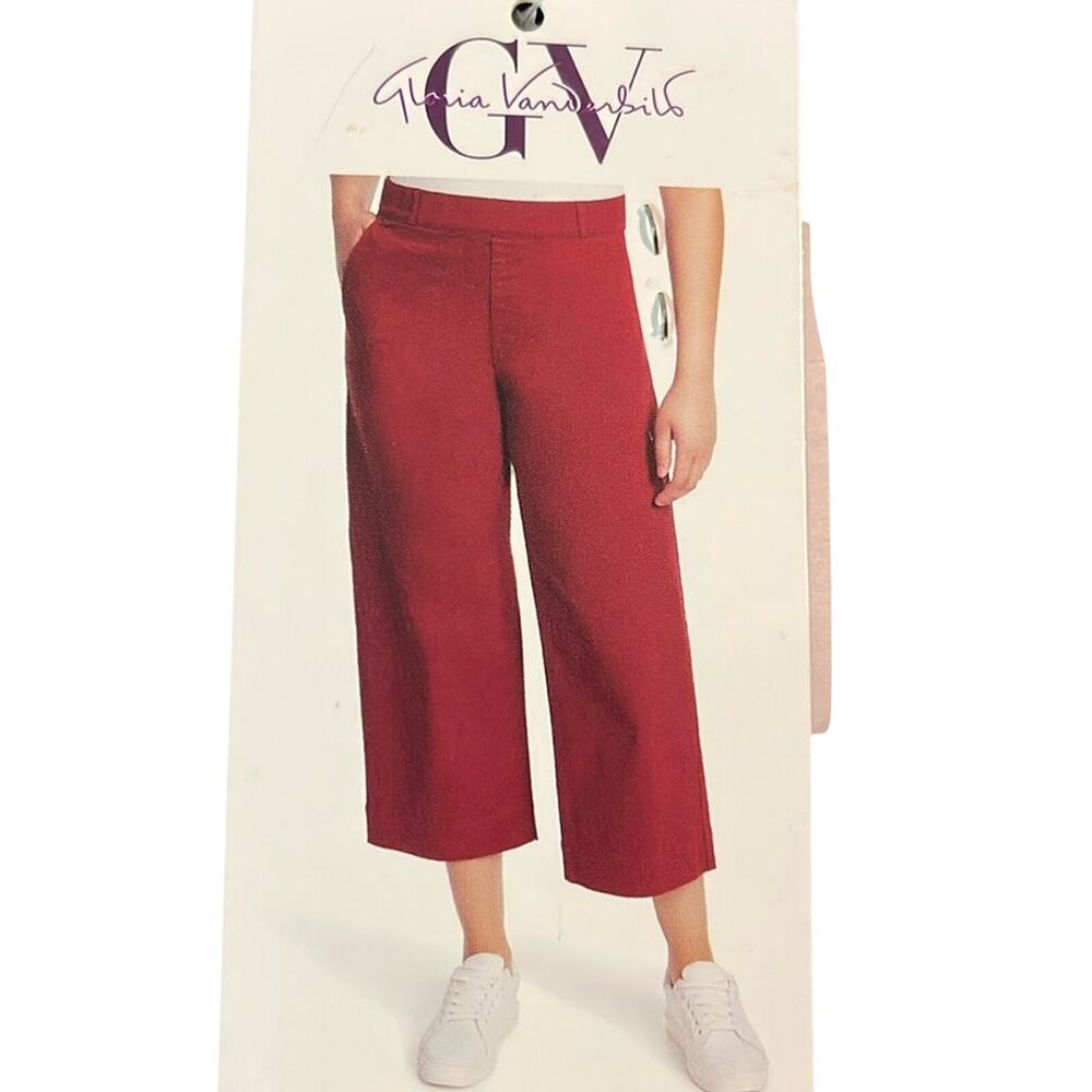 NWT Gloria Vanderbilt Women’s Red Pull On Wide Leg Crop Pants Red Size 14c